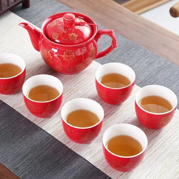 Red Ceramic Tea Sets-ToShay.org