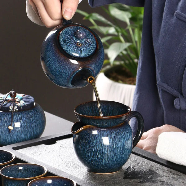 Blue Glazed Ceramic Tea Pot-ToShay.org