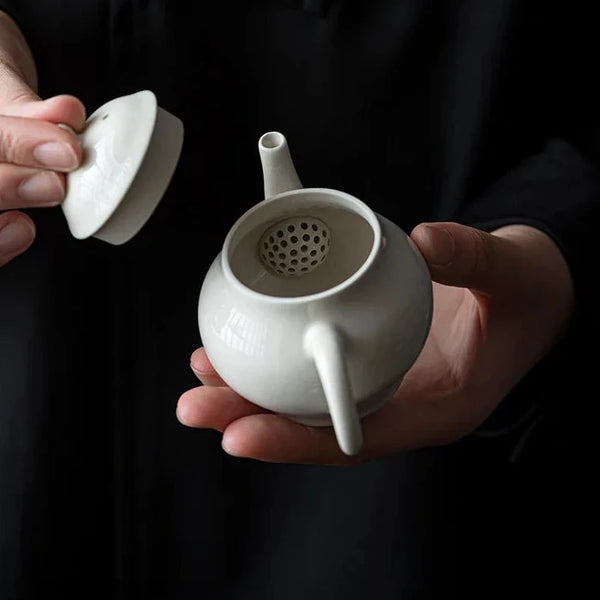 White Glazed Porcelain Teapot-ToShay.org