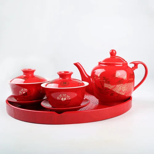 Red Ceramic Tea Set-ToShay.org