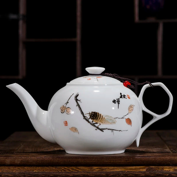 White Painted Porcelain Teapot-ToShay.org