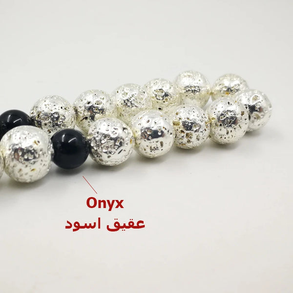 Silver Lava Stone Prayer Beads-ToShay.org