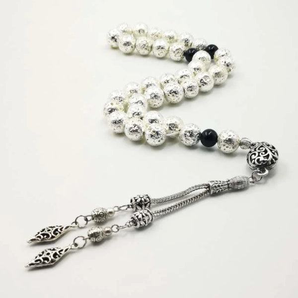 Silver Lava Stone Prayer Beads-ToShay.org