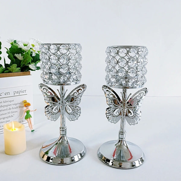 Silver Crystal Candle Holder-ToShay.org