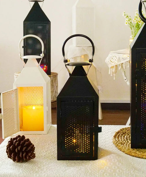 White Iron Candle Lanterns-ToShay.org