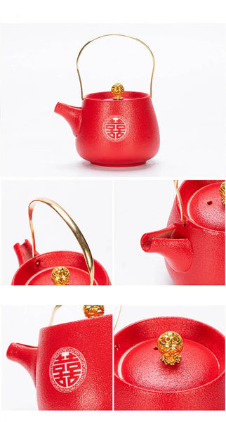 Red Ceramic Tea Set-ToShay.org