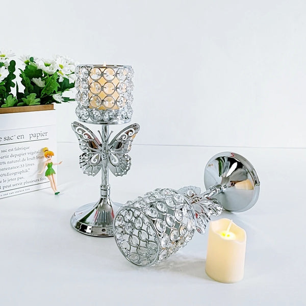 Silver Crystal Candle Holder-ToShay.org