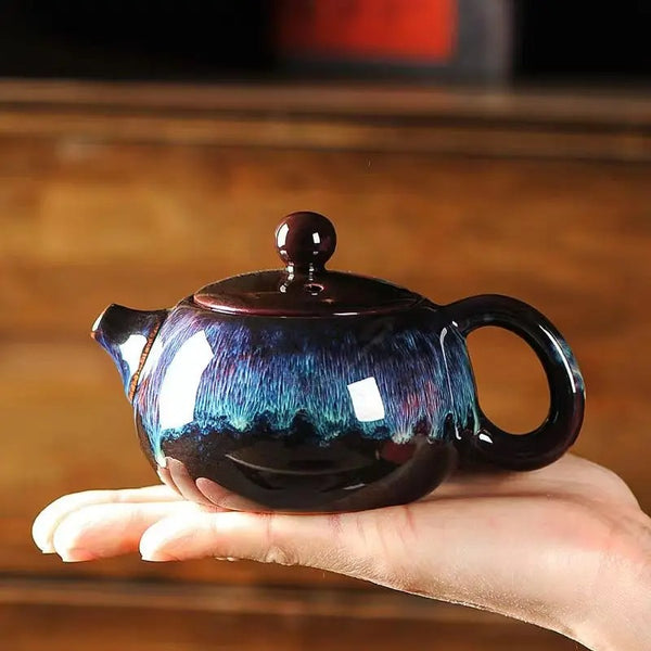 Blue Glazed Ceramic Teapot-ToShay.org