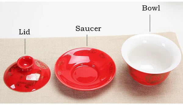 Red Gaiwan Tea Sets-ToShay.org