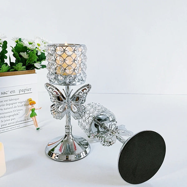 Silver Crystal Candle Holder-ToShay.org