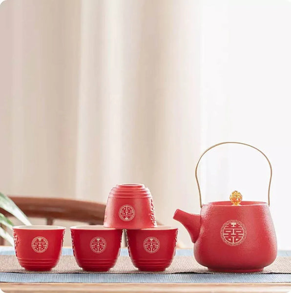 Red Ceramic Tea Set-ToShay.org