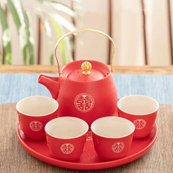 Red Ceramic Tea Set-ToShay.org