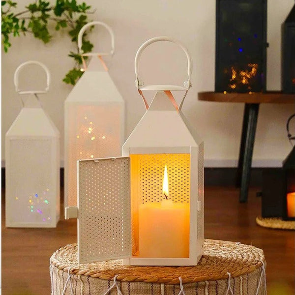 White Iron Candle Lanterns-ToShay.org