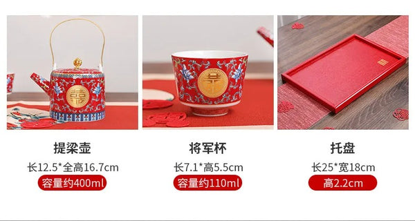 Red Enamel Tea Set-ToShay.org