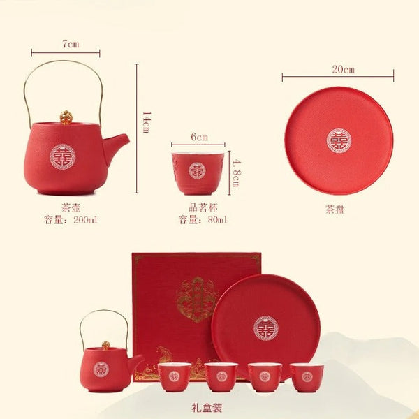 Red Ceramic Tea Set-ToShay.org