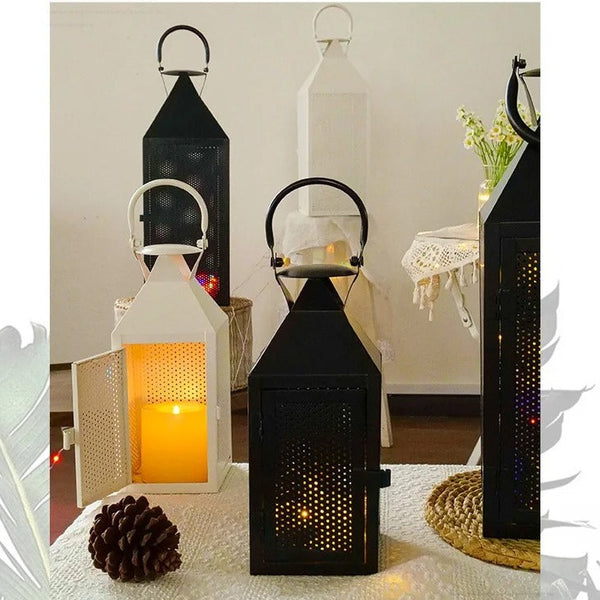 White Iron Candle Lanterns-ToShay.org