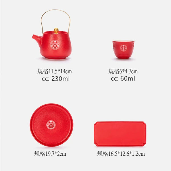 Red Ceramic Tea Set-ToShay.org