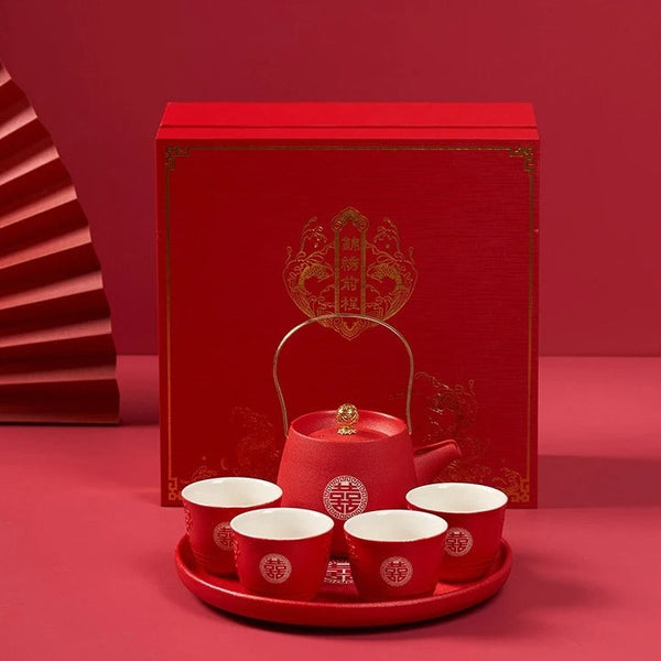 Red Ceramic Tea Set-ToShay.org