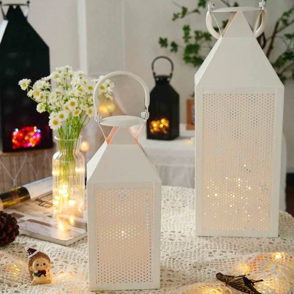 White Iron Candle Lanterns-ToShay.org