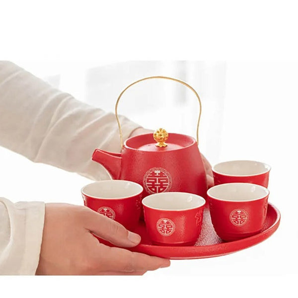 Red Ceramic Tea Set-ToShay.org