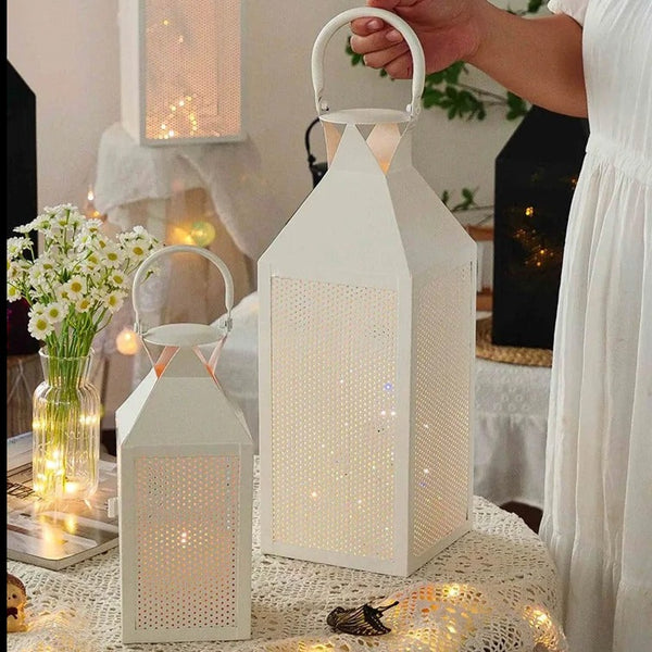 White Iron Candle Lanterns-ToShay.org