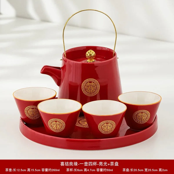 Red Ceramic Tea Set-ToShay.org