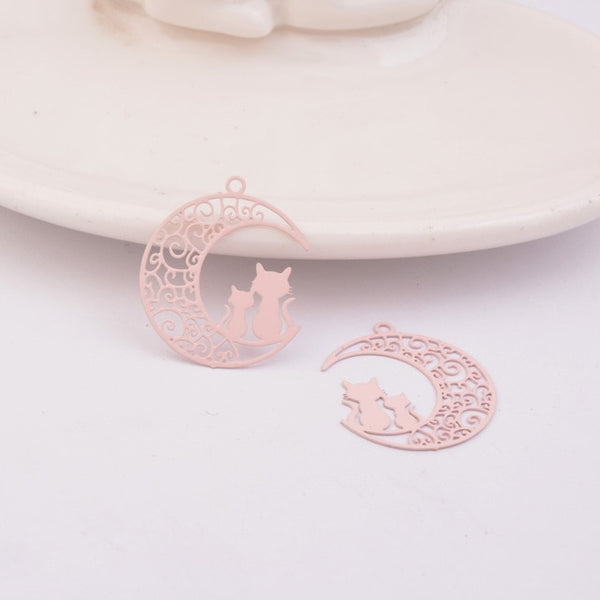 Moon and Cat Charms-ToShay.org