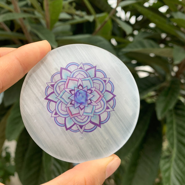 White Selenite Flower Plates-ToShay.org