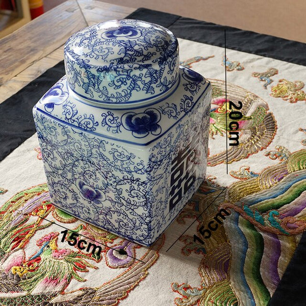 Blue White Porcelain Tea Caddy-ToShay.org