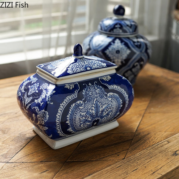 Blue White Porcelain Tea Caddy-ToShay.org