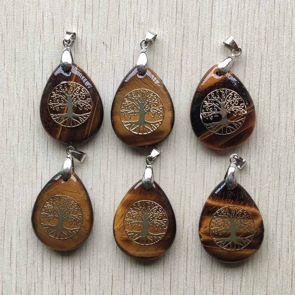 Yellow Tiger Eye Tree Pendants-ToShay.org