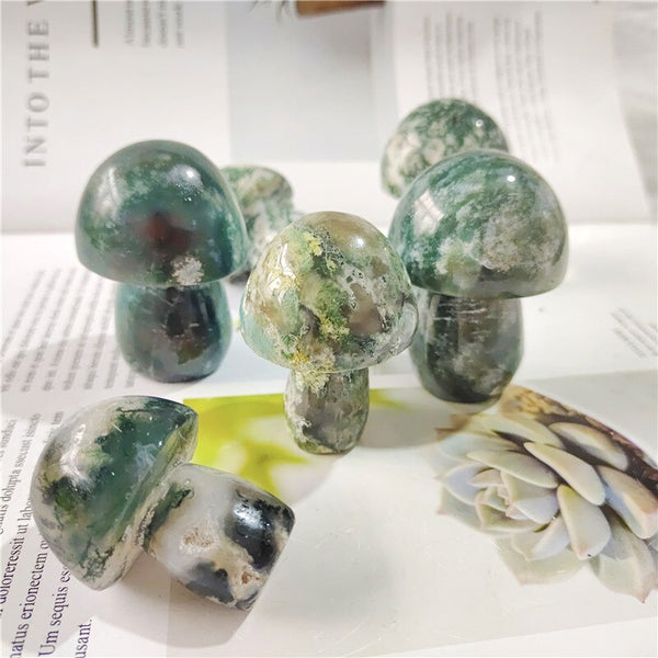 Green Moss Agate Mushroom-ToShay.org