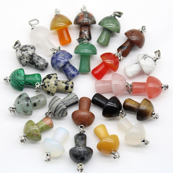 Mixed Crystal Mushroom Pendants-ToShay.org