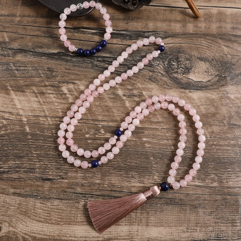 Pink Rose Quartz Mala Beads-ToShay.org