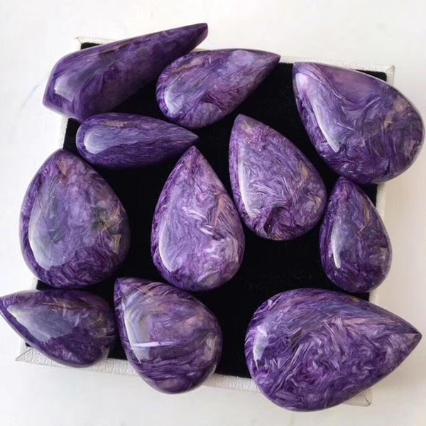 Purple Charoite Teardrop Stones-ToShay.org