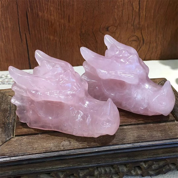 Pink Rose Quartz Dragon Head-ToShay.org