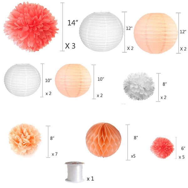 Peach Coral Paper Lanterns-ToShay.org