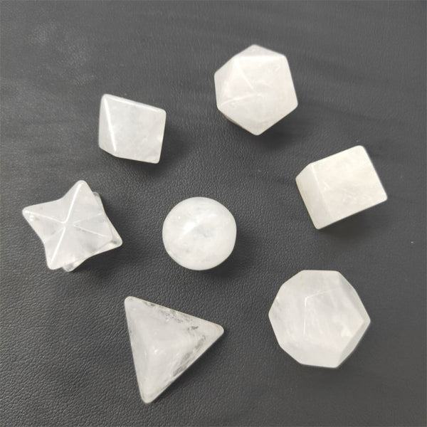 White Quartz Platonic Solids Array-ToShay.org