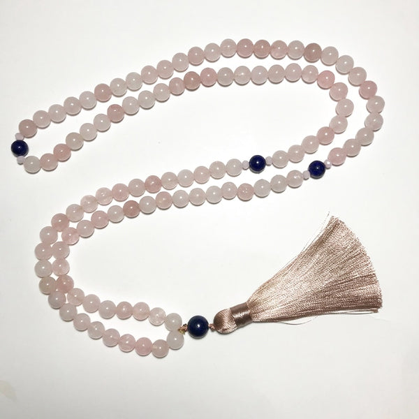 Pink Rose Quartz Mala Beads-ToShay.org