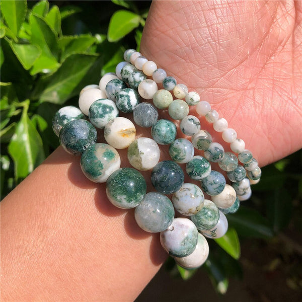 Green Tree Agate Bead Bracelet-ToShay.org