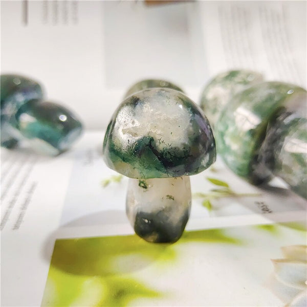 Green Moss Agate Mushroom-ToShay.org