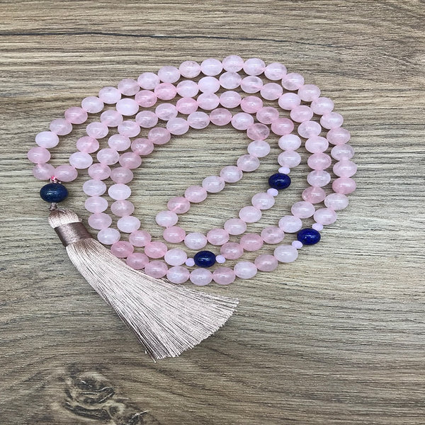 Pink Rose Quartz Mala Beads-ToShay.org