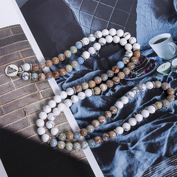 White Howlite Mala Beads-ToShay.org