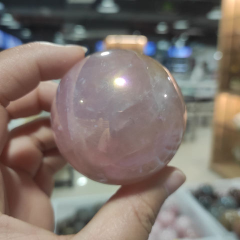 Pink Rose Aura Crystal Ball-ToShay.org