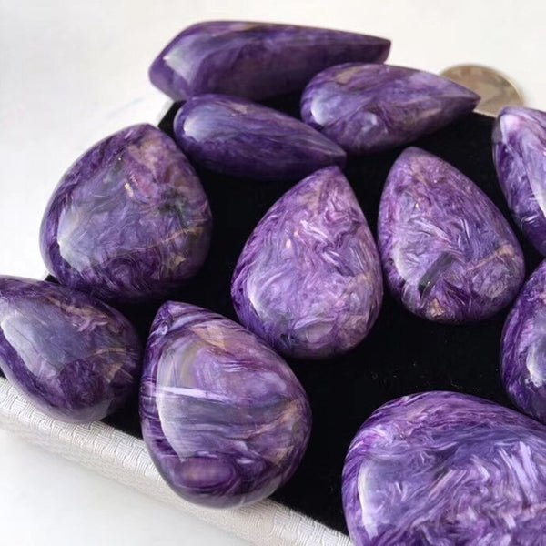 Purple Charoite Teardrop Stones-ToShay.org