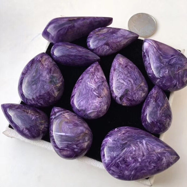 Purple Charoite Teardrop Stones-ToShay.org