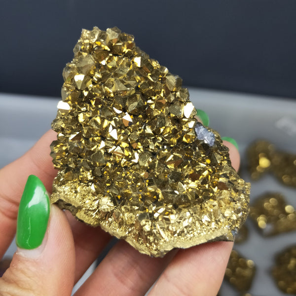 Gold Titanium Geode Crystal Cluster-ToShay.org