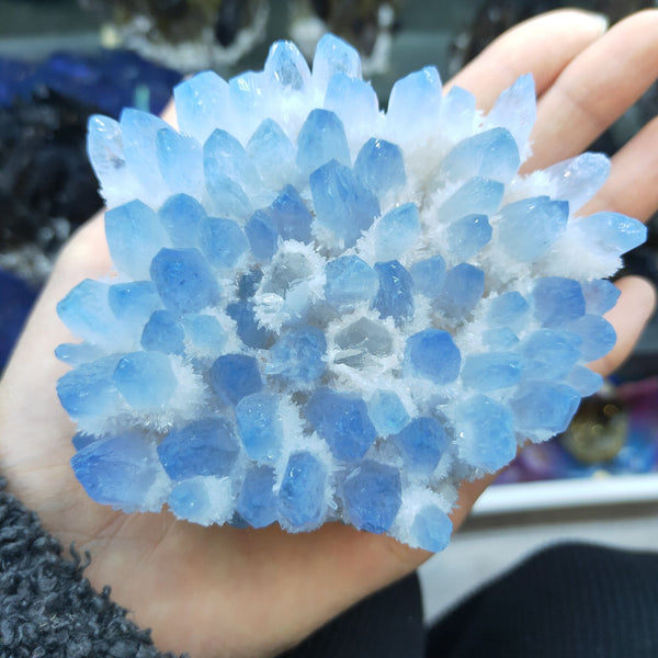 Blue Ghost Phantom Quartz Crystal Cluster-ToShay.org