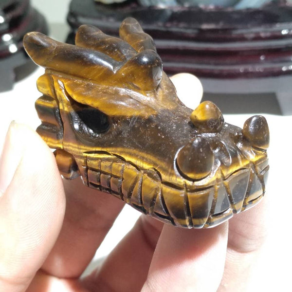 Yellow Tiger Eye Jasper Dragon Head-ToShay.org