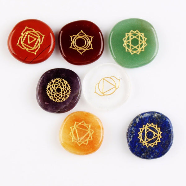 Chakra Symbols Crystal Palm Stones-ToShay.org